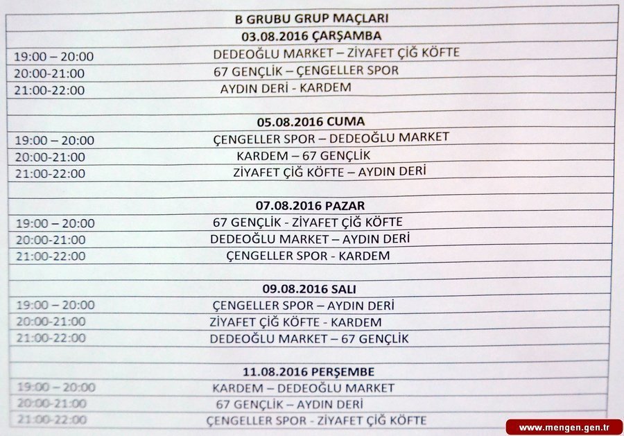 b grup maçları